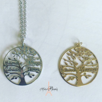 Arbol de la vida en plata con hasta 4 nombres que tu quieras